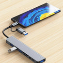 Hub USB 8 em 2 + Tipo C com adaptador de áudio de 3,5 mm, leitor de cartão Micro SD, conversor de disco para laptop, tablet e celular.