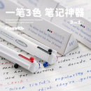 Kawaii 3 Cor Multifuncional Retrátil Caneta Gel 0.5mm Triangular Confortável Grip Pen Holder Papelaria Caneta