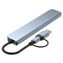 Hub USB 8 em 2 + Tipo C com adaptador de áudio de 3,5 mm, leitor de cartão Micro SD, conversor de disco para laptop, tablet e celular.