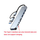 Hub USB 8 em 2 + Tipo C com adaptador de áudio de 3,5 mm, leitor de cartão Micro SD, conversor de disco para laptop, tablet e celular.