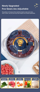 Moedor de carne elétrico 5L Moedor de alimentos em aço inoxidável 304 Cortador de legumes multifuncional Picador Processador de alimentos para bebês