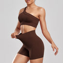 Novos conjuntos de shorts femininos para fitness 2024 Conjuntos de shorts justos e elásticos de cintura alta Conjuntos de shorts sensuais para correr ao ar livre Moda casual  Top feminino