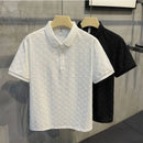 Camiseta Polo Masculina de Verão, Manga Curta, Revestida e com Detalhe Vazado, em Seda Gelo, Respirável, para Negócios, Moda Masculina de Marca.