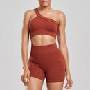 Novos conjuntos de shorts femininos para fitness 2024 Conjuntos de shorts justos e elásticos de cintura alta Conjuntos de shorts sensuais para correr ao ar livre Moda casual  Top feminino