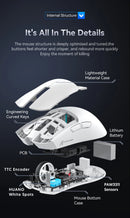 Attack Shark X11 Mouse Sem Fio Bluetooth Três Modos 2.4G PAW3311 RGB PC Base de carregamento magnético, Gaming E-sports Mouse