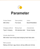 Batedeira elétrica sem fio Mini batedeira para café Portátil Carregamento USB Bate automaticamente claras de ovo Creme Cozimento caseiro