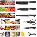 Conjunto de 6 ferramentas Conjunto de facas Black Wave Faca de aço inoxidável Faca de chef Faca para frutas