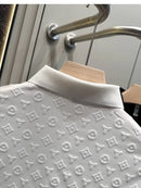 Camiseta Polo Masculina de Verão, Manga Curta, Revestida e com Detalhe Vazado, em Seda Gelo, Respirável, para Negócios, Moda Masculina de Marca.