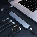 Hub USB 8 em 2 + Tipo C com adaptador de áudio de 3,5 mm, leitor de cartão Micro SD, conversor de disco para laptop, tablet e celular.