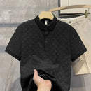 Camiseta Polo Masculina de Verão, Manga Curta, Revestida e com Detalhe Vazado, em Seda Gelo, Respirável, para Negócios, Moda Masculina de Marca.