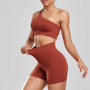 Novos conjuntos de shorts femininos para fitness 2024 Conjuntos de shorts justos e elásticos de cintura alta Conjuntos de shorts sensuais para correr ao ar livre Moda casual  Top feminino