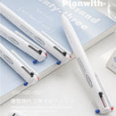 Kawaii 3 Cor Multifuncional Retrátil Caneta Gel 0.5mm Triangular Confortável Grip Pen Holder Papelaria Caneta